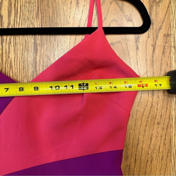 Nicole Miller Collection Colorblock Asymmetric Dress Pink Purple Mini Sz 2 - Picture 10 of 12